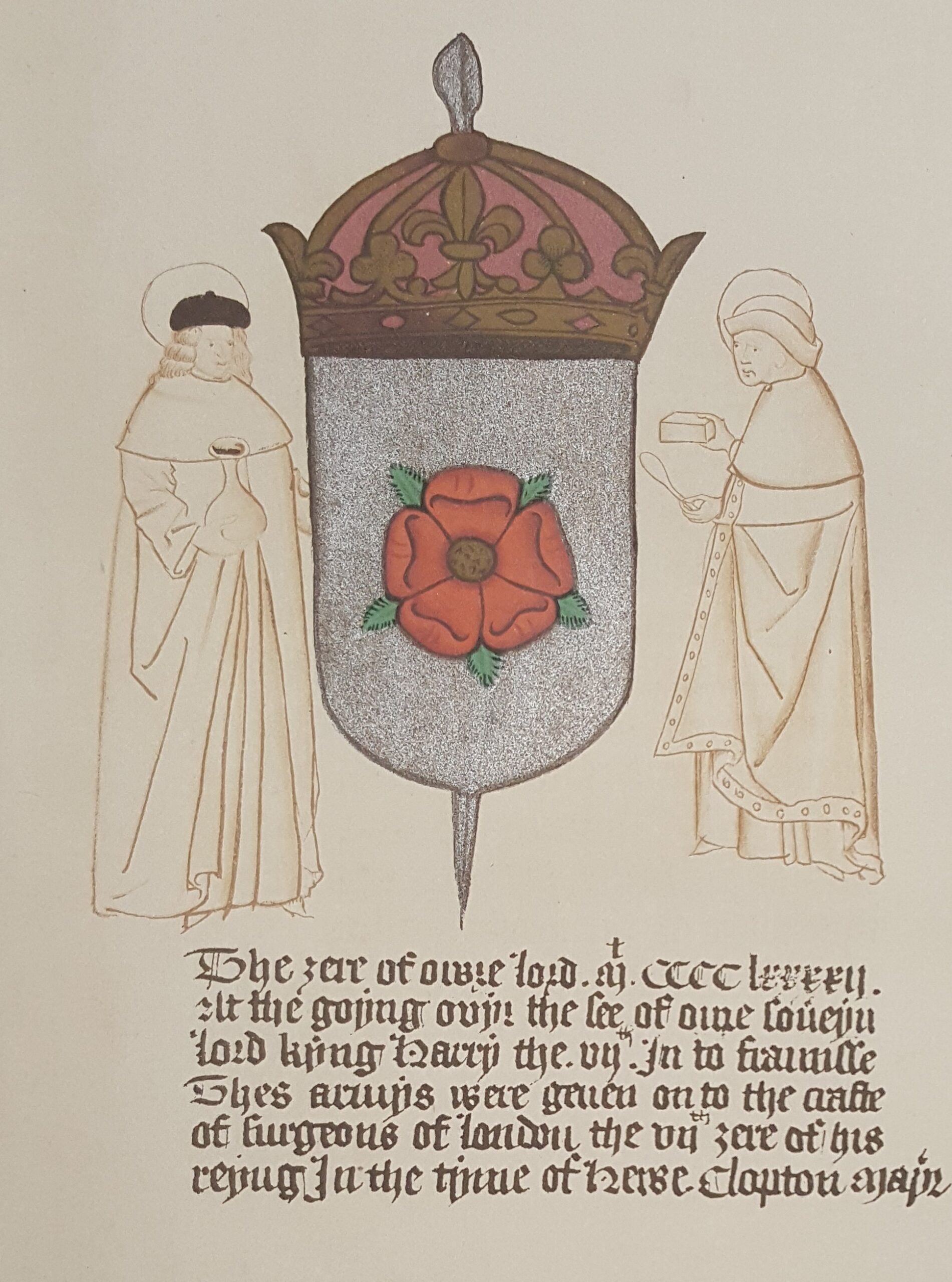 Cosmas and Damian with the 1492 cognizance of the Guild of Surgeons