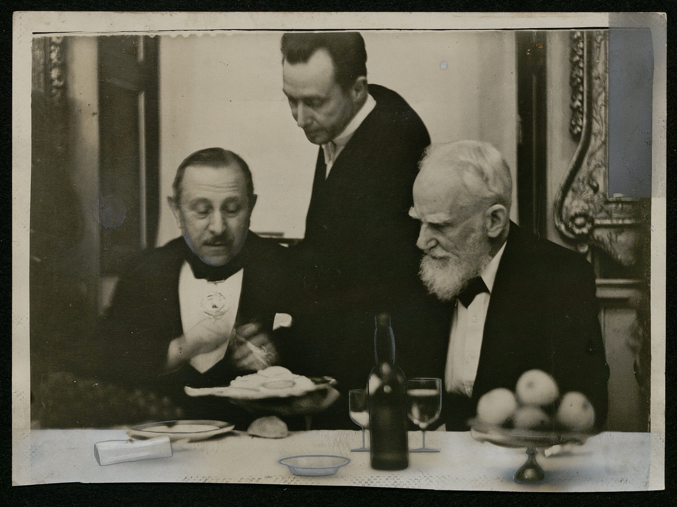 George Bernard Shaw and R.D. Blumenfeld at Barber-Surgeons' Hall, May 1932